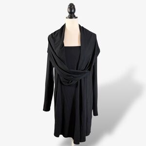 Prairie Underground Black Your Orbit Tunic Dress Size M Lagenlook Cloak Casual